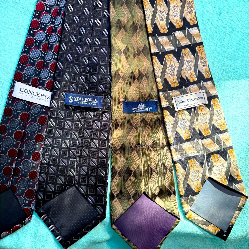 4 100% Silk Ties - Famous Makers